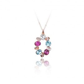 GEOMETRIC DESIGN CRYSTAL EMBELLISHED PENDANT NECKLACE FOR WOMEN (COLORFUL)