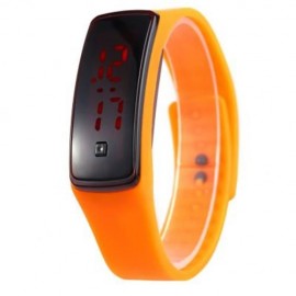 LED DIGITAL BRACELET WATCH SPORT SILICONE STRAP WRISTWATCH FOR MEN WOMEN (ORANGE)