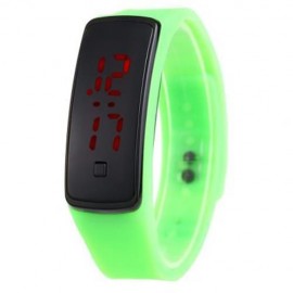 LED DIGITAL BRACELET WATCH SPORT SILICONE STRAP WRISTWATCH FOR MEN WOMEN (GREEN)