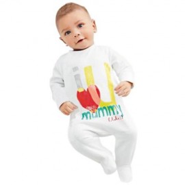STYLISH ROUND NECK LONG SLEEVE COTTON LETTER PRINT ROMPER FOR BABIES (MILK WHITE)