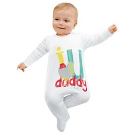 STYLISH ROUND NECK LONG SLEEVE COTTON LETTER PRINT ROMPER FOR BABIES (WHITE)