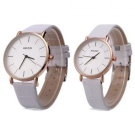 KEZZI K - 738 COUPLE QUARTZ WATCH WATER RESISTANCE CLASSIC ROUND DIAL WATCHWRIST (WHITE)