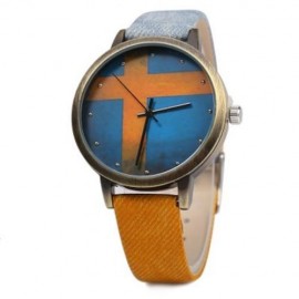 KEZZI K - 1048 WOMEN QUARTZ WATCH COPPER DIAL RETRO LEATHER WRISTWATCH (YELLOW)