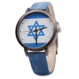 KEZZI K - 1048 WOMEN QUARTZ WATCH COPPER DIAL RETRO LEATHER WRISTWATCH (BLUE)