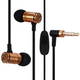 JBM MJ007 SUPER BASS STEREO HEADSETS 3.5MM PLUG BULLET EARPHONES WITH MIC (GOLDEN)