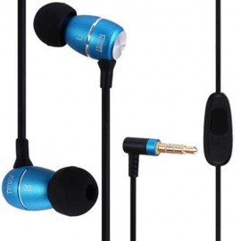 HI-100 SUPER BASS STEREO HEADSETS 3.5MM PLUG EARPHONES WITH MIC (BLUE)