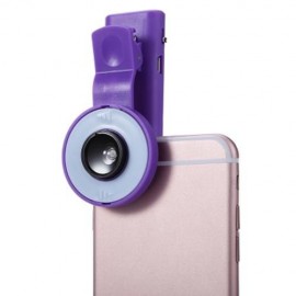 UNIVERSAL SELFIE WIDE ANGLE LENS WITH 8 LED FILL LIGHT FLASH LAMP (PURPLE)