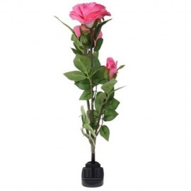OUTDOOR SOLAR POWERED LED LIGHT ROSE FLOWER LAMP FOR YARD GARDEN PATH WAY LANDSCAPE (PINK)