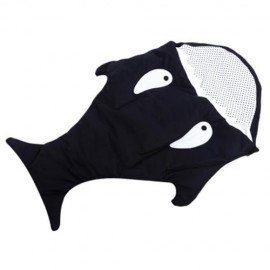 WARM WINTER SWEET CARTOON SHARK BABIES SLEEP BAG THICK INFANT BLANKET (BLACK)