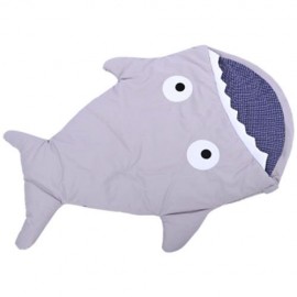 WARM WINTER SWEET CARTOON SHARK BABIES SLEEP BAG THICK INFANT BLANKET (GRAY)