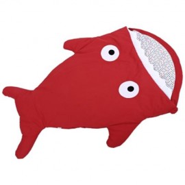 WARM WINTER SWEET CARTOON SHARK BABIES SLEEP BAG THICK INFANT BLANKET (RED)