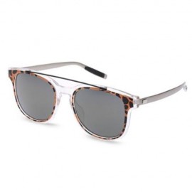 TEXTURED TRANSPARENT REFLECTIVE UV400 VINTAGE STYLE SOLID COLOR SUNGLASSES (LEOPARD GOLD C
