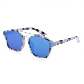 STYLISH COLORED COATING FASHION STREET SNAP HIPSTER METAL WOMEN SUNGLASSES (BLUE LENS)