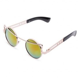 VINTAGE FASHION CIRCLE CAT EYE COLORED COATING SUNGLASSES UV400 (REFLECTIVE RED COLOR)