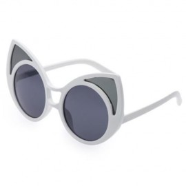 SIMPLE DESIGN OVERSIZE WOMEN GLASSES VINTAGE STYLE KITTEN SUNGLASSES (WHITE)