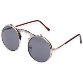 VINTAGE PUNK METAL UNISEX COLOR COATED CLAMSHELL SUNGLASSES UV400 (ROSE GOLD FRAME GREY LE