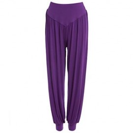 STYLISH ELASTIC WAIST CAUSAL BAGGY YOGA PANTS TROUSERS BLOOMERS FOR LADIES (PURPLE)