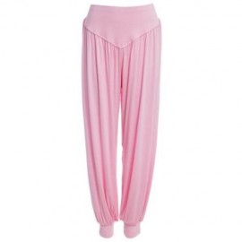 STYLISH ELASTIC WAIST CAUSAL BAGGY YOGA PANTS TROUSERS BLOOMERS FOR LADIES (PINK)