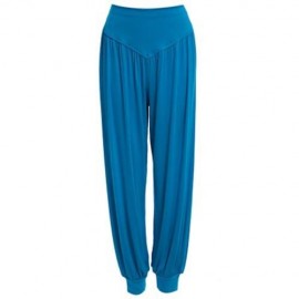 STYLISH ELASTIC WAIST CAUSAL BAGGY YOGA PANTS TROUSERS BLOOMERS FOR LADIES (LAKE BLUE)