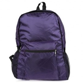 NYLON FOLDING WATER RESISTANT BACKPACK SCHOOL BAG FOR CAMPING HIKING (PURPLE)