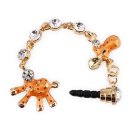 FASHION GIRAFFE SHAPE 3.5MM DUSTPROOF PLUG HEADPHONE EARPHONE JACK CAP (ORANGE)