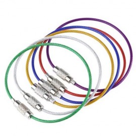 OUTDOOR MULTIFUNCTION KEY RING STEEL WIRE ROPE (RED)