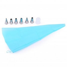 8 IN 1 SILICONE ICING PIPING CREAM PASTRY BAG WITH STAINLESS STEEL NOZZLE CAKE DECORATING 