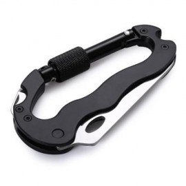 MULTIFUNCTION CAMPING HIKING MOUNTAINEERING CLIMBING CARABINER KNIFE OUTDOOR GEAR (BLACK)