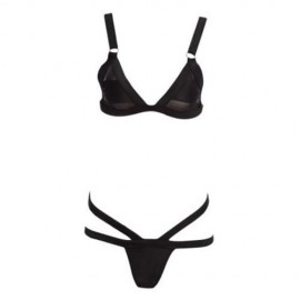 SEXY BIKINI GRENADINE HOLLOW OUT DESIGN TWO PIECES SWIMMING SUITS FOR LADY (BLACK)