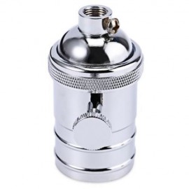 E27 SOLID BRASS LAMP SOCKET VINTAGE CEILING LIGHT BULB PENDANT HOLDER (SILVER)