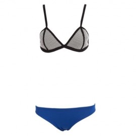 SEXY COLOR BLOCK WIRE FREE PUSH UP TRIANGLE LOW WAIST TWO SEPARATE SBR CR BIKINI SET SWIMW