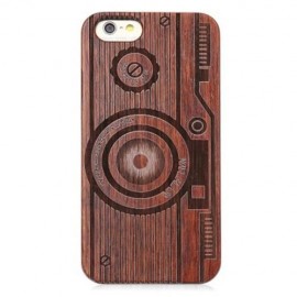 RETRO CAMERA EMBOSSMENT CARVING DESIGN WOOD BACK CASE COVER FOR IPHONE 6 / 6S (DEEP BROWN)