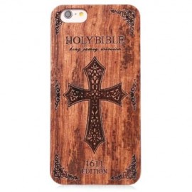 RETRO EMBOSSMENT CARVING DESIGN WOOD BACK CASE COVER FOR IPHONE 6 PLUS / 6S PLUS (DEEP BRO