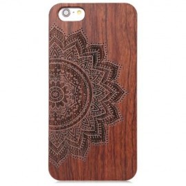EMBOSSED WOOD FRAME STYLE BACK COVER CASE FOR IPHONE 6 PLUS / 6S PLUS (DEEP BROWN)