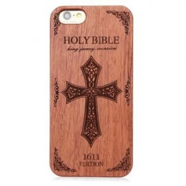CROSS SWORD EMBOSSMENT CARVING DESIGN WOOD BACK CASE COVER FOR IPHONE 6 / 6S (DEEP BROWN)