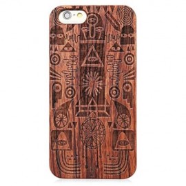 VINTAGE GEOMETRIC PATTERN EMBOSSMENT CARVING DESIGN WOOD BACK CASE COVER FOR IPHONE 6 / 6S