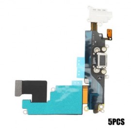 5PCS HEADPHONE AUDIO CHARGING DATA USB PORT FLEX CABLE REPAIR PARTS FOR IPHONE 6 PLUS (WHI