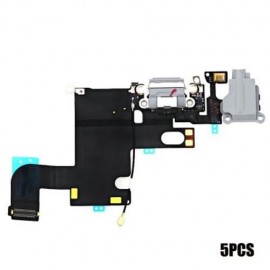 5PCS HEADPHONE AUDIO CHARGING DATA USB PORT FLEX CABLE REPAIR PARTS FOR IPHONE 6 (DEEP GRA