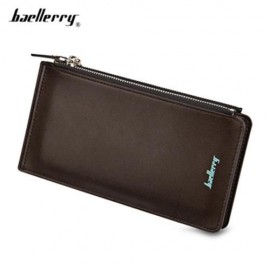 BAELLERRY UNISEX DOUBLE ZIPPER HORIZONTAL THIN WALLET (COFFEE)