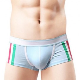 SIMPLE ELASTIC WAIST COLOR STRIPED COTTON BLEND BOXERS FOR MAN (ICE BLUE)