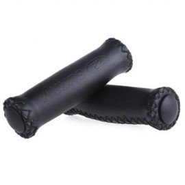 2PCS BIKE SOFT LEATHER HANDMADE HANDLEBAR GRIP BICYCLE ACCESSORIES (BLACK)