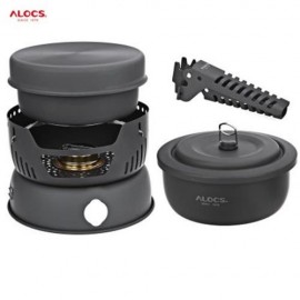ALOCS CW - C05 PORTABLE 2 - 4 PERSON 10PCS CAMPING COOK SET FOR OUTDOOR HIKING PICNIC (BLA