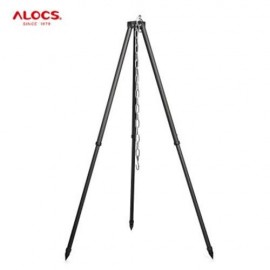 ALOCS CF - RT06 HARD-ANODIZED ALUMINUM PICNIC CAMPFIRE TRIPOD BARBECUE COOKWARE (BLACK)