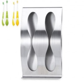 STAINLESS STEEL TOOTHBRUSH RAZOR HOLDER 2 HOLES SELF-ADHESIVE BATHROOM ACCESSORIES ORGANIZ