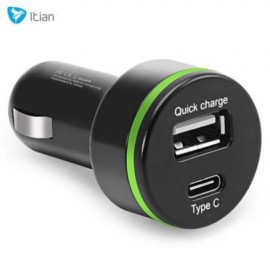 ITIAN K5 FAST CHARGE CAR CHARGER ADAPTER WITH QUALCOMM QUICK CHARGE 2.0 COMPACT (BLACK)