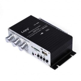 LEPY LP - A68 PORTABLE 12V HIFI AUDIO AMPLIFIER SUPPORT FM SD USB INPUT (BLACK)