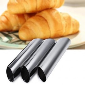 3PCS STAINLESS STEEL SPIRAL TUBE ANODE BAKED CROISSANTS DIY HORN BAKING CAKE MOLD (SILVER)