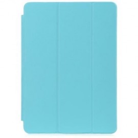 PU LEATHER SMART ULTRA THIN STAND COVER PC BACK CASE FOR IPAD AIR (AZURE)