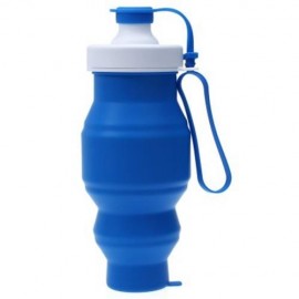 SPORT PORTABLE FOLDING WATER BOTTLE ECO-FRIENDLY SILICONE DRINKWARE (BLUE)