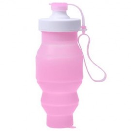 SPORT PORTABLE FOLDING WATER BOTTLE ECO-FRIENDLY SILICONE DRINKWARE (SHALLOW PINK)